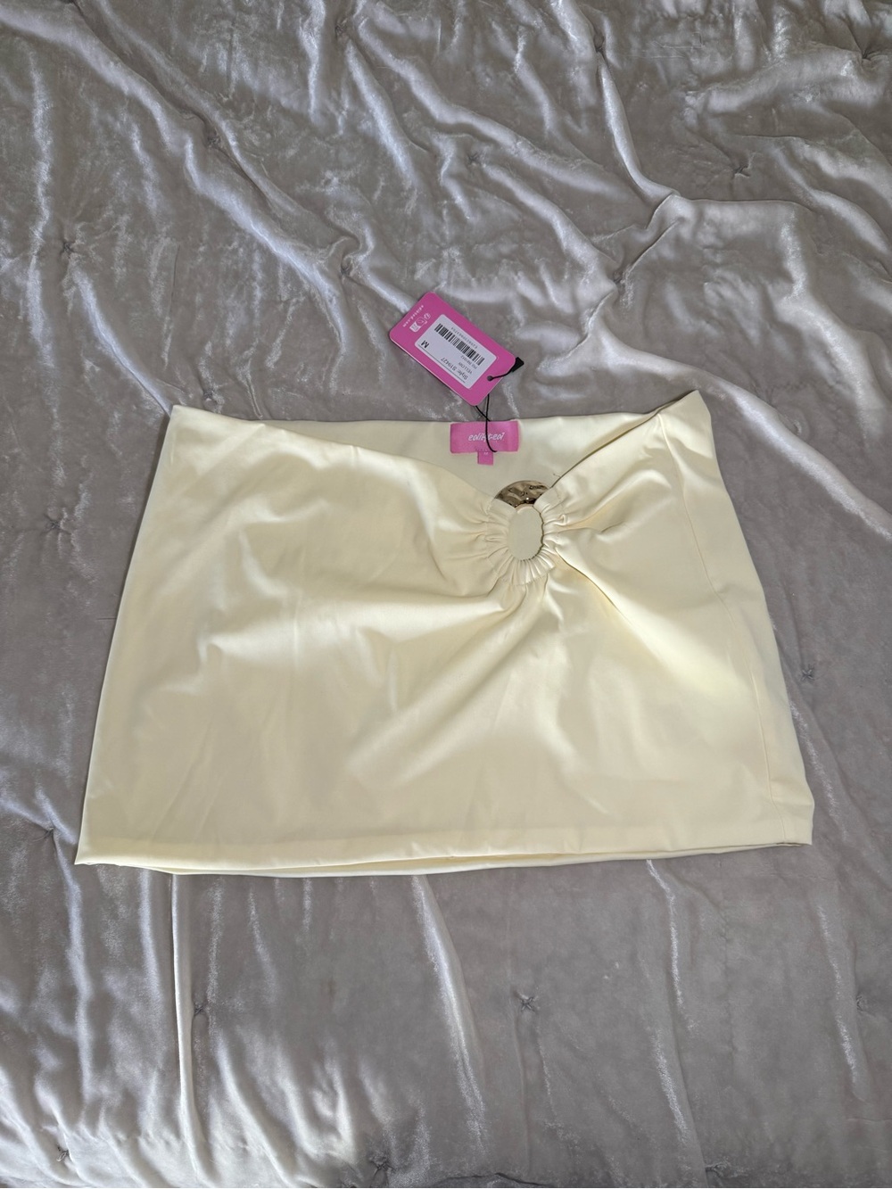 Edikted Cream Mini Skirt with Ring Accent